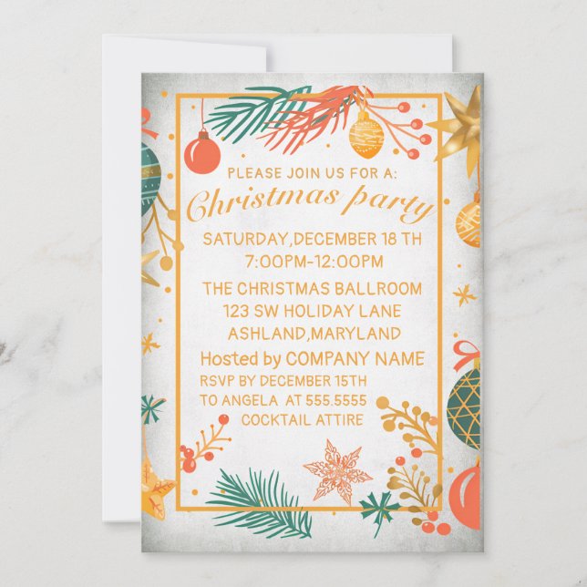 Perfekte, elegante, goldene Weihnachtseinladung Einladung (Vorderseite)
