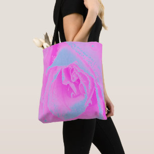Perfekte heiße rosa und hellblaue Rosendetails Tasche