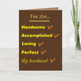Perfekte Husband-Urlaubskarte Feiertagskarte