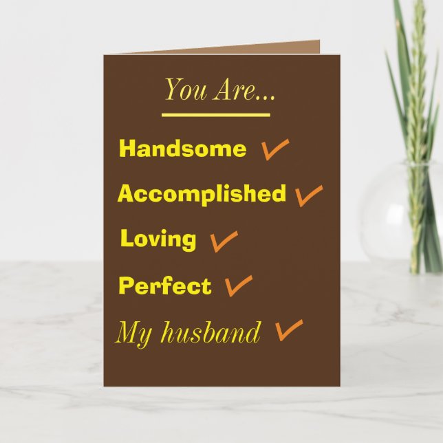 Perfekte Husband-Urlaubskarte Feiertagskarte (Vorderseite)