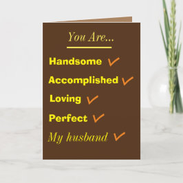 Perfekte Husband-Urlaubskarte Feiertagskarte