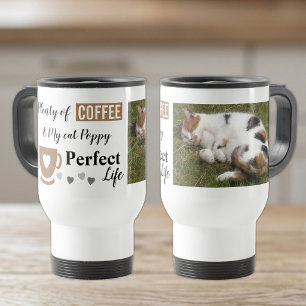 Perfekte Katzen-Pet- und Kaffee-Weiß-Braun-Foto Reisebecher