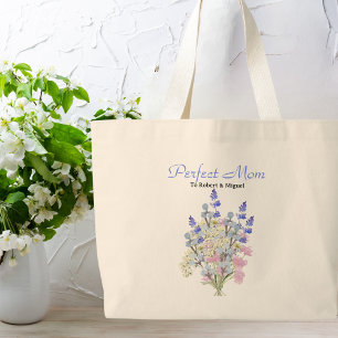 Perfekte Mama, Aquarellfarbe Wildblume, Individuel Jumbo Stoffbeutel