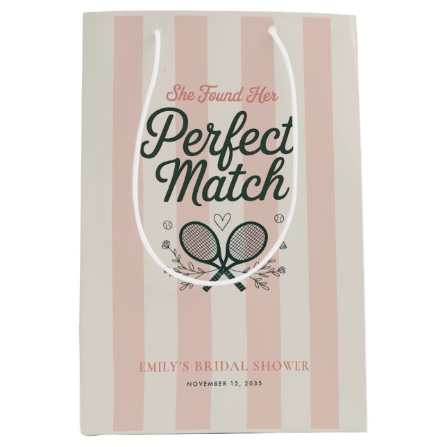 Perfekte Match Social Club Tennis Brautparty Mittlere Geschenktüte (Vorderseite)