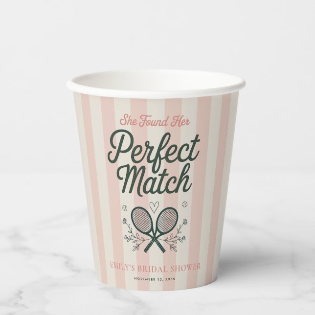Perfekte Match Social Club Tennis Brautparty Pappbecher (Vorderseite)