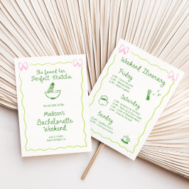 Perfekte Matcha Hand Drawn Bachelorette Wochenende Einladung