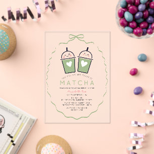 Perfekte Matcha Kawaii Rahmen Hochzeitsdusche Acryleinladungen