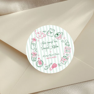 Perfekte Matcha-Rosa und Grüne Hochzeitsdusche Runder Aufkleber
