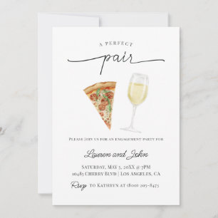 Perfekte Pair Wine Pizza Engagement Party Dusche Einladung