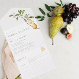 Perfekte Pear Brautparty Rezept-Karte abreißen All In One Einladung