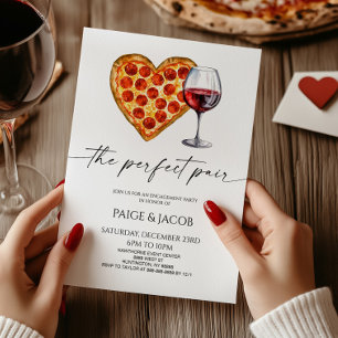 Perfekte Pizza Wine Wedding Party Einladung