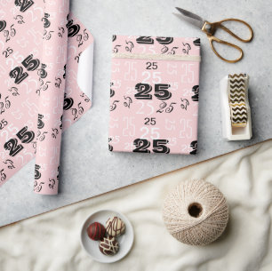 Perfekte rosa Schwarz-weiße Zahlen Personalisiert Geschenkpapier