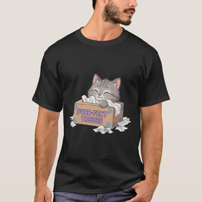 Perfekte Taschentuchbox-Katze T-Shirt (Vorderseite)