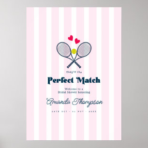 Perfekte Übereinstimmung Preppy-Tennis-Hochzeitsdu Poster