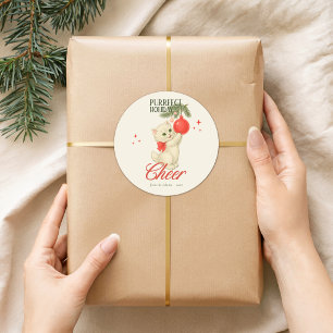 Perfekte Weihnachtsfreude Vintage-Katze Runder Aufkleber