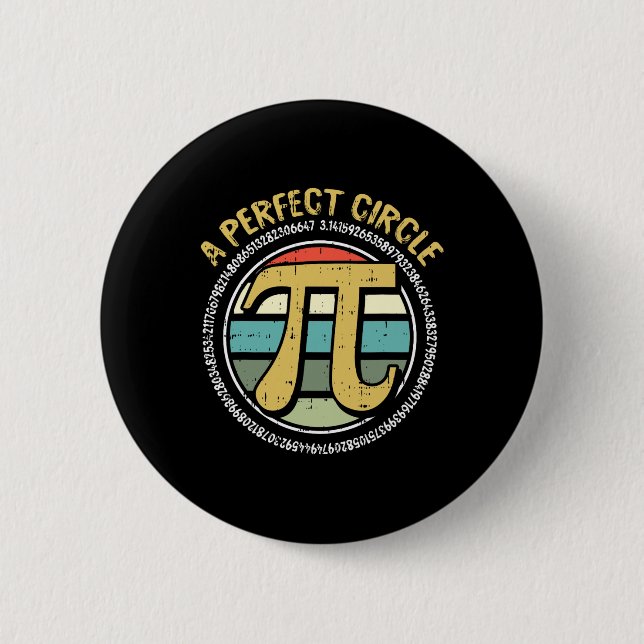 Perfekter Circle Pi Day Retro Math Symbol Nummer Button (Vorderseite)