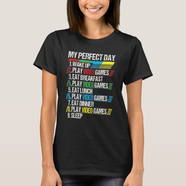 Perfekter Day Gamer für Video Games für Jugendlich T-Shirt (Vorderseite)