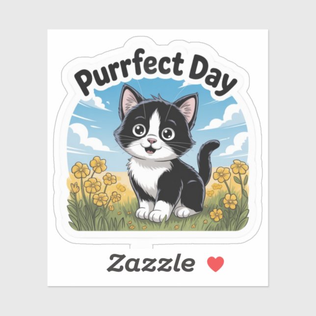 Perfekter Day Kitten Sticker - gemütlich & Niedlic (Blatt)
