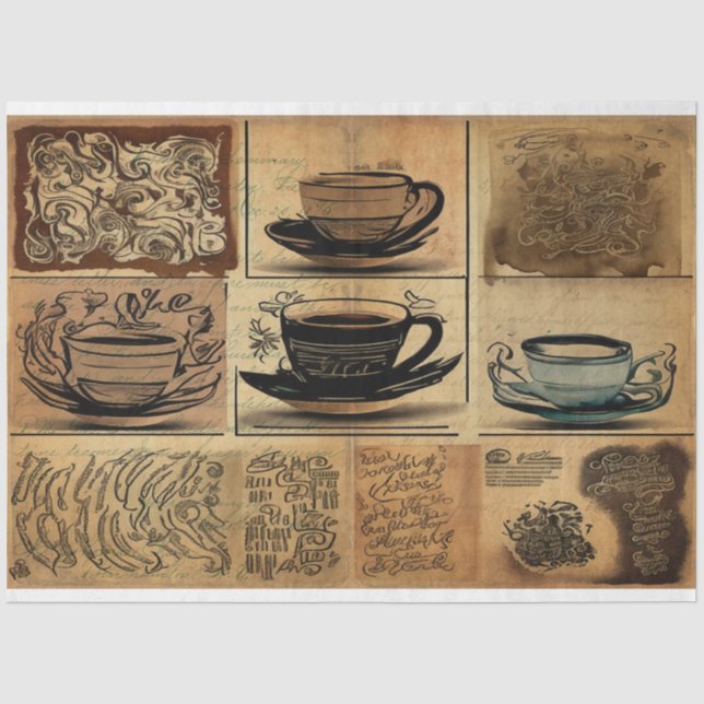 Perfekter Kaffee-Becher - ephemera-Collage Seidenpapier (Vorderseite)