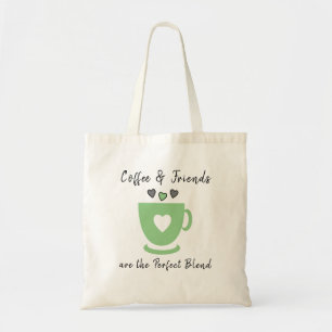 Perfekter Kaffee und Freunde Liebe Herzen grau grü Tragetasche