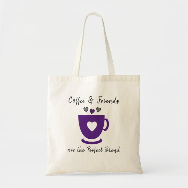 Perfekter Kaffee und Freunde Liebe Herzen grau lil Tragetasche (Vorne)
