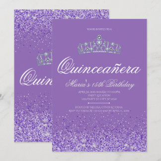 Perfekter lila Glitzer, Quinceanera Einladungen