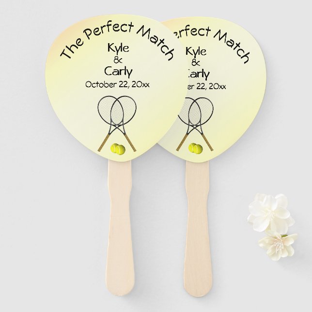 Perfekter Match Wedding Yellow Hand Fan Fächer (Vorne und Hinten)