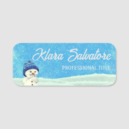 Perfekter schöner Weihnachtsblauer Schneemann Namensschild