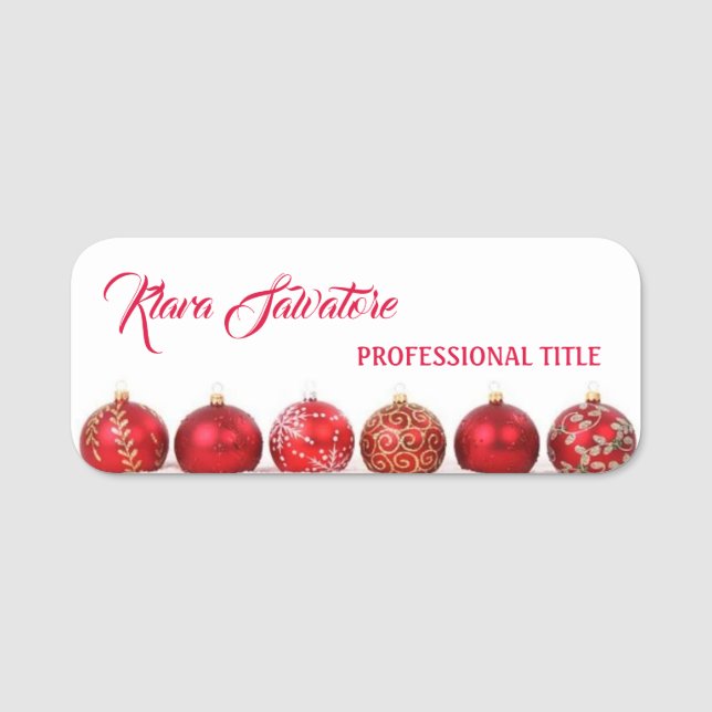Perfekter schöner Weihnachtsroter Ornament Name Ta Namensschild (Vorderseite)