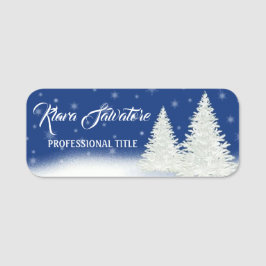 Perfekter schöner Weihnachtsweiße Blauer Tree Namensschild