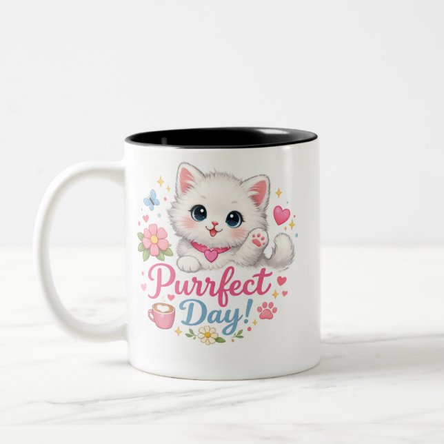Perfekter Tag Süße Katze Kaffeetasse (Links)