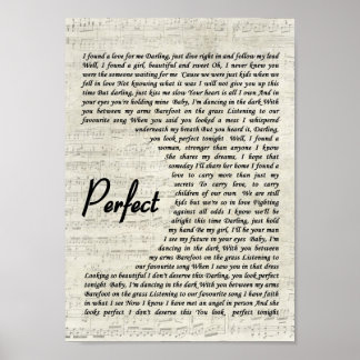 Perfekter Wall Art Song Lyric Print Poster