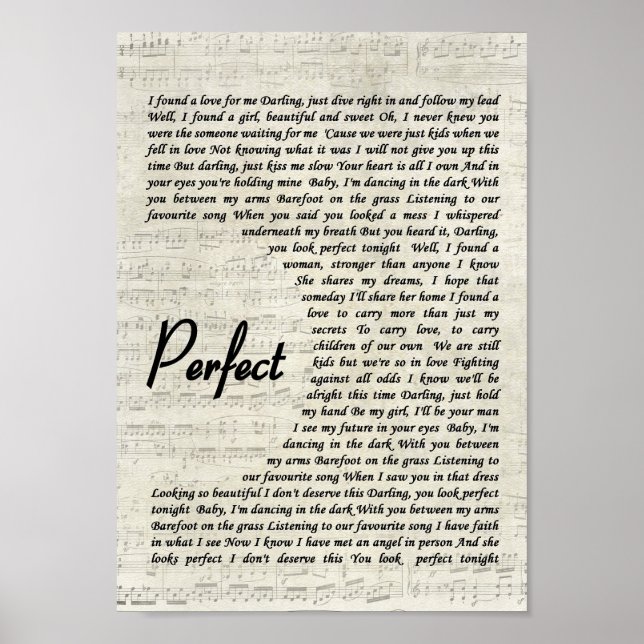 Perfekter Wall Art Song Lyric Print Poster (Vorne)