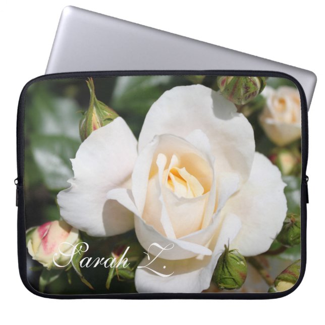 Perfekter, weißer Rosa Blume Laptop-Gehäuse mit Na Laptopschutzhülle (Vorderseite)