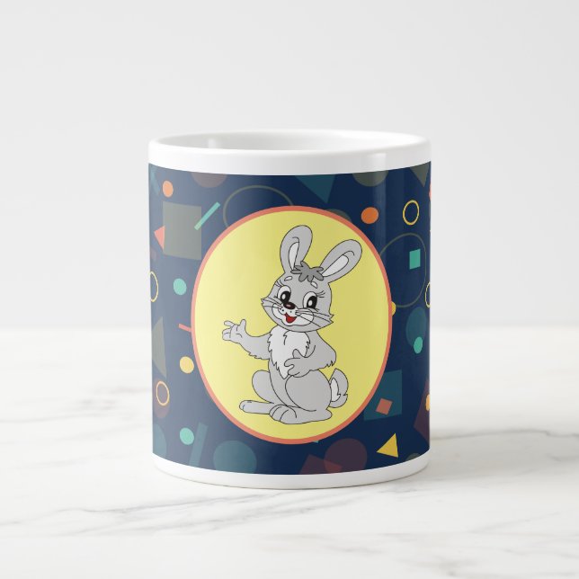 Perfektes Bunny Rabbit Geometric Muster Jumbo-Tasse (Vorderseite)