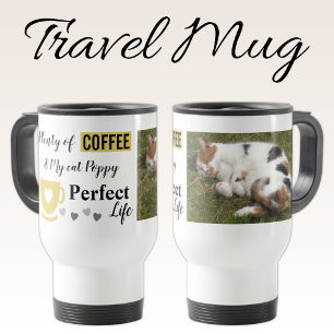 Perfektes Foto für Katzen und Kaffee Reisebecher
