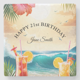 Perfektes Gastgeschenk | Einzigartiger 21. Geburts Steinuntersetzer