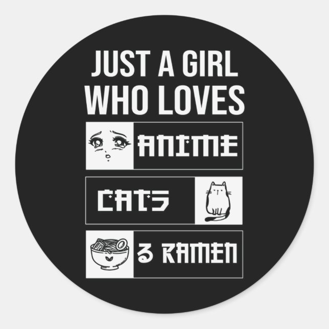 Perfektes Geschenk Anime, Katzen & Ramen Runder Aufkleber (Vorderseite)