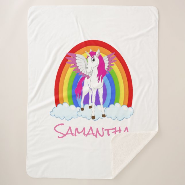 Perfektes Geschenk Personalisiert Unicorn Sherpadecke (Vorderseite)