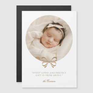 Perfektes Geschenk White & Gold Geburtserklärung Magneteinladung