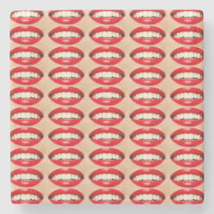 Perfektes Lächeln Femme Fatale Pop-Art Steinuntersetzer