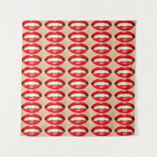 Perfektes Lächeln Femme Fatale Pop-Art Wandteppich