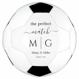 Perfektes Match monogrammierter Paarname Weiß Fußball