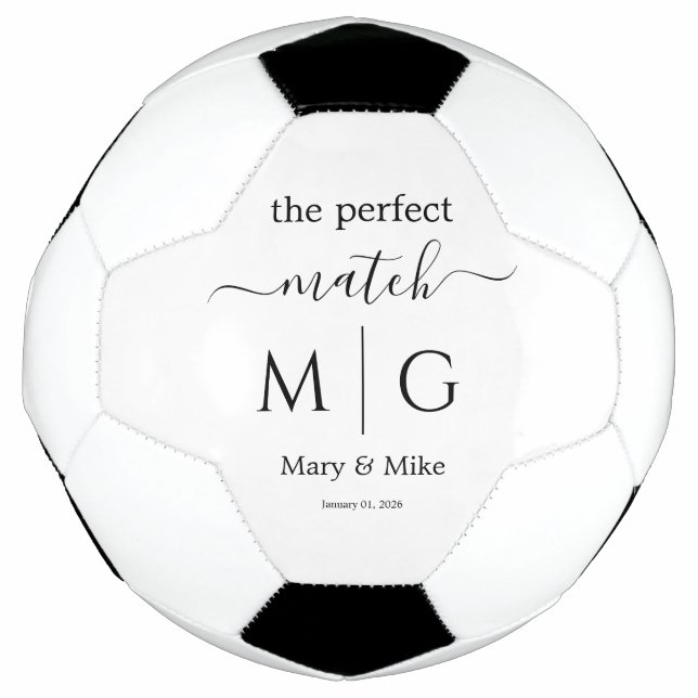 Perfektes Match monogrammierter Paarname Weiß Fußball (Vorderseite)