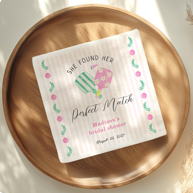 Perfektes Match Pickleball Brautparty Willkommen Serviette (Von Creator hochgeladen)