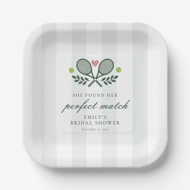 Perfektes Match Tennis Brautparty Pappteller (Vorderseite)
