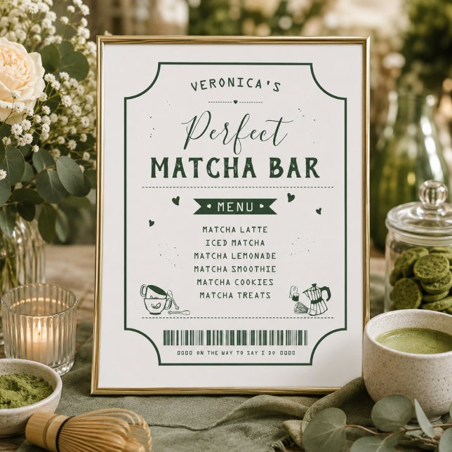 Perfektes Matcha-Brautabschieds-Menü-Schild (Von Creator hochgeladen)