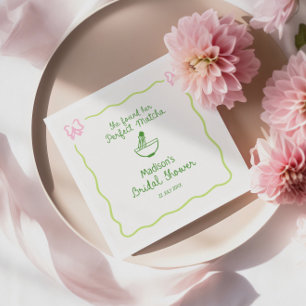 Perfektes Matcha Handgezeichneter Bridal Shower Wi Serviette