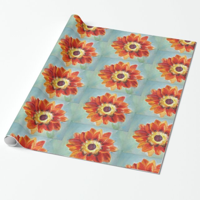 Perfektes Orang Sonnenblumenpapier Geschenkpapier (Ungerollt)