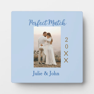 perfektes Paar-Foto Jahr Name blau trendy m Fotoplatte